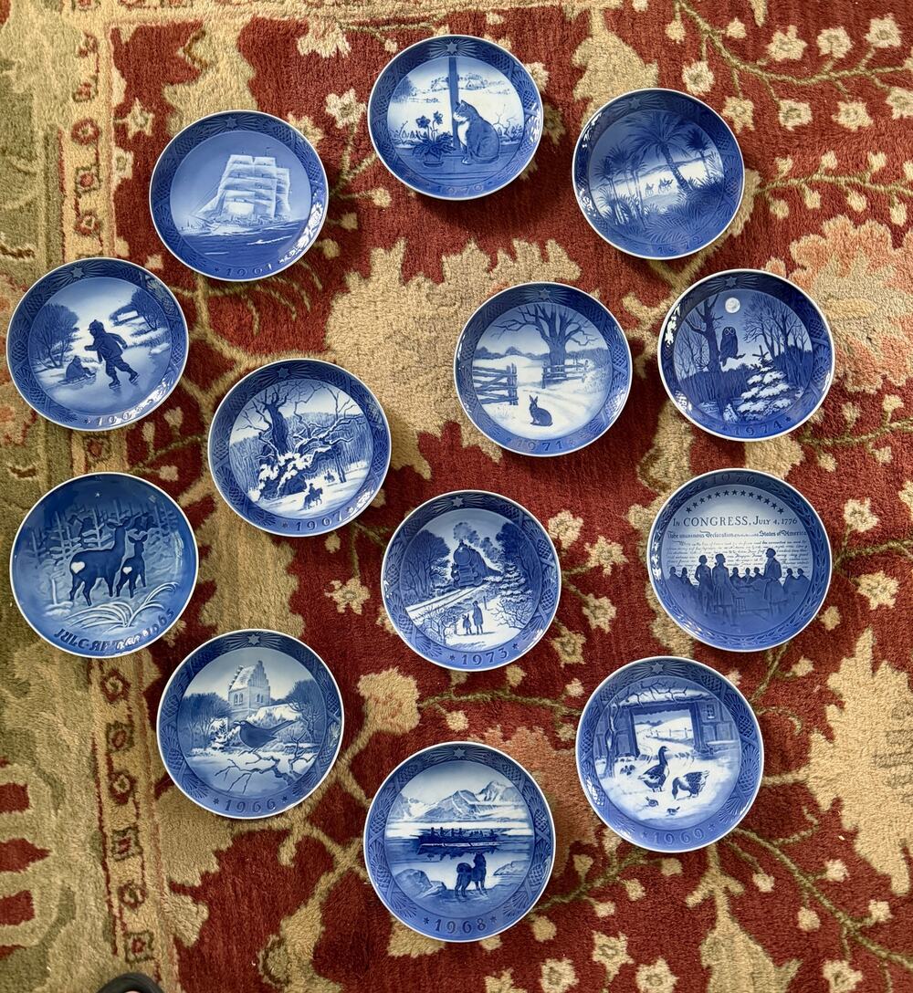Royal Copenhagen blue & white decorative plates set of 13